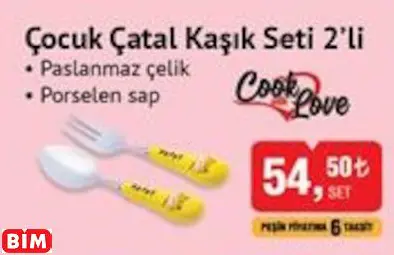COOK LOVE ÇOCUK ÇATAL KAŞIK SETİ 2’Lİ